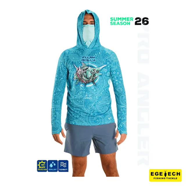 Fujin Pro Angler S26 buff hoodie Swordfish Mint balıkçılık giyim
