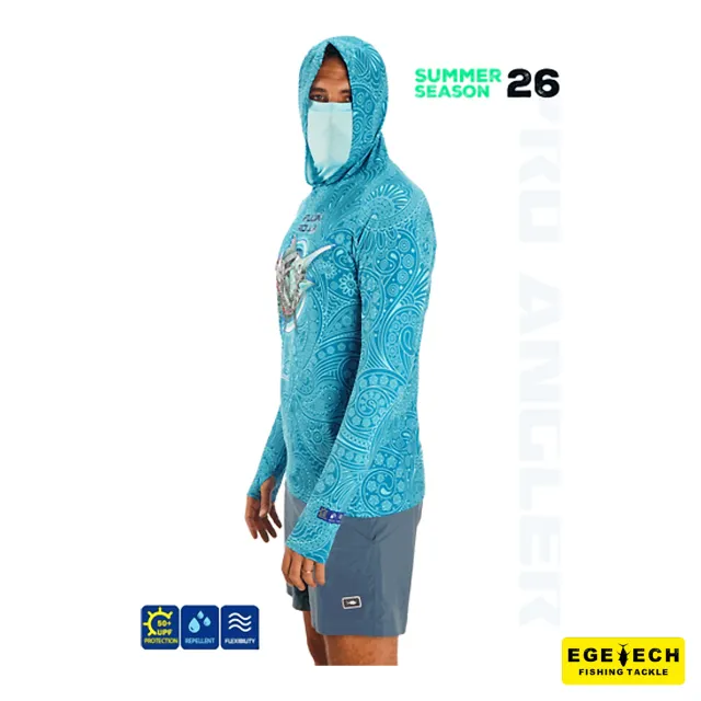 Fujin Pro Angler S26 buff hoodie Swordfish Mint balıkçılık giyim — alternatif görünüm