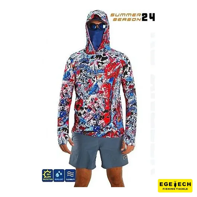 Fujin Pro Angler S24 buff hoodie Makai Blue Red — alternatif görünüm